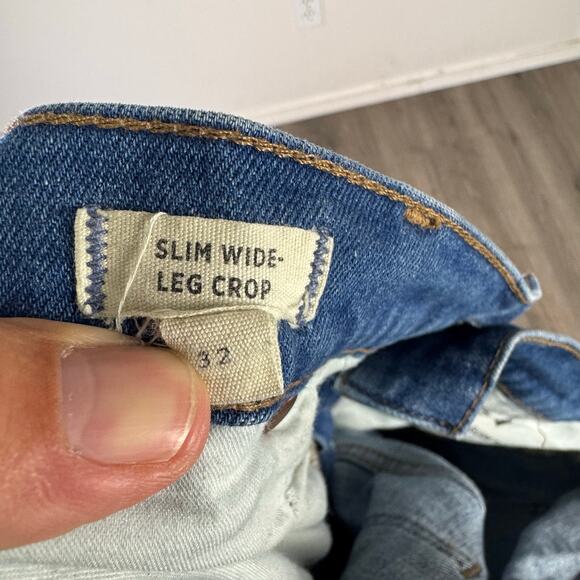 Madewell Slim Wide Leg Crop Olympia Wash Button Front Jeans US Women's 32 - Picture 7 of 8